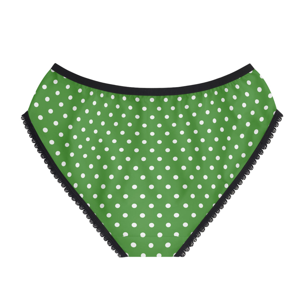 Green White Polka Dot Women's Briefs — Cute Lacy High-Waist Underwear
