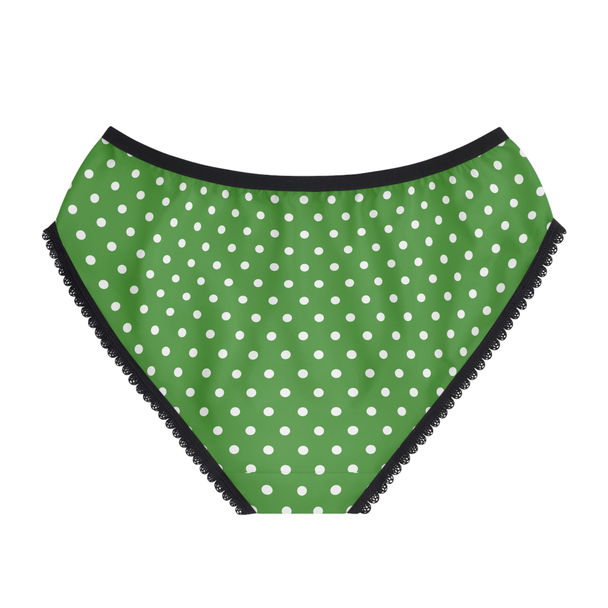 Green White Polka Dot Women's Briefs — Cute Lacy High-Waist Underwear