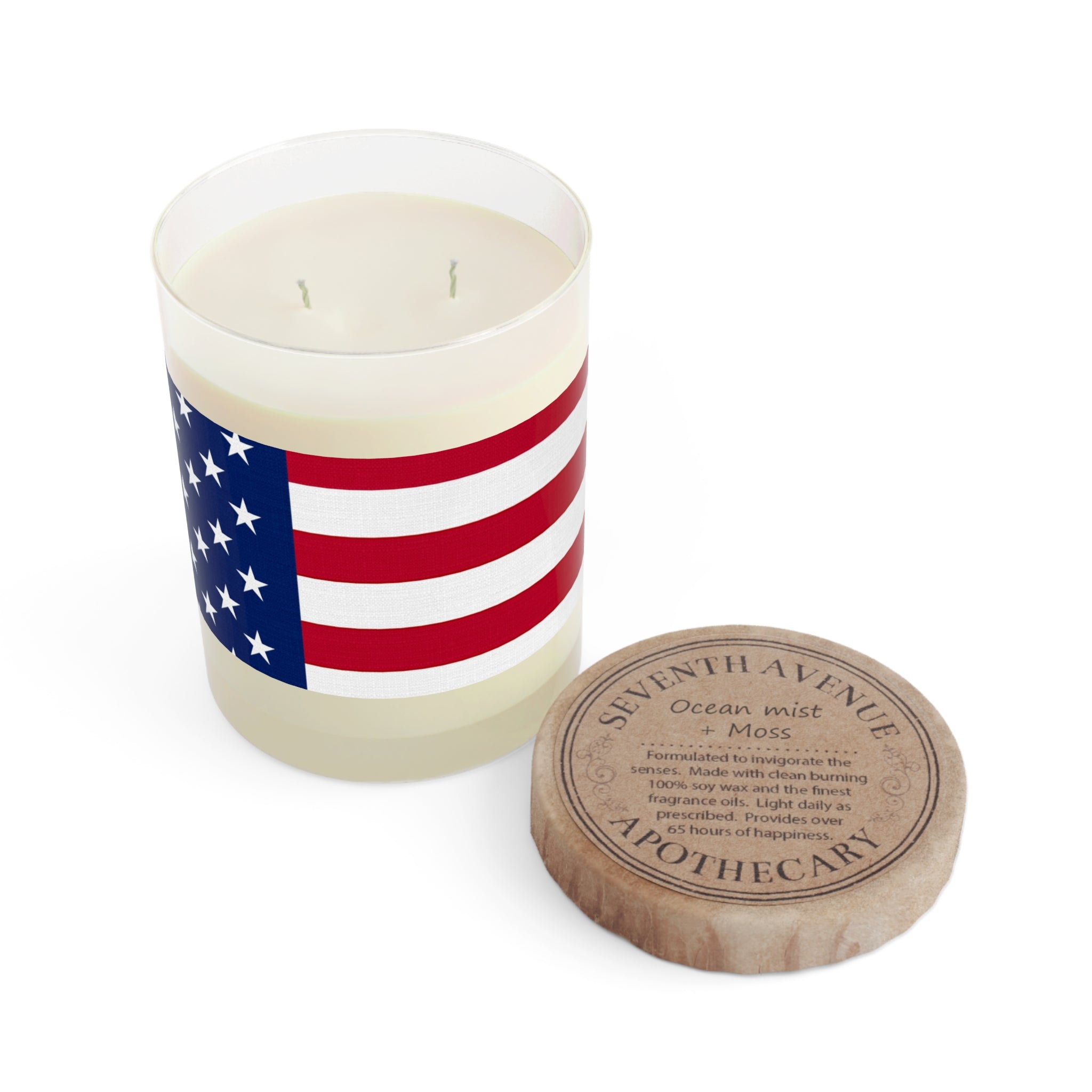 American Flag Candle | 11oz Glass Patriotic USA Stars Stripes