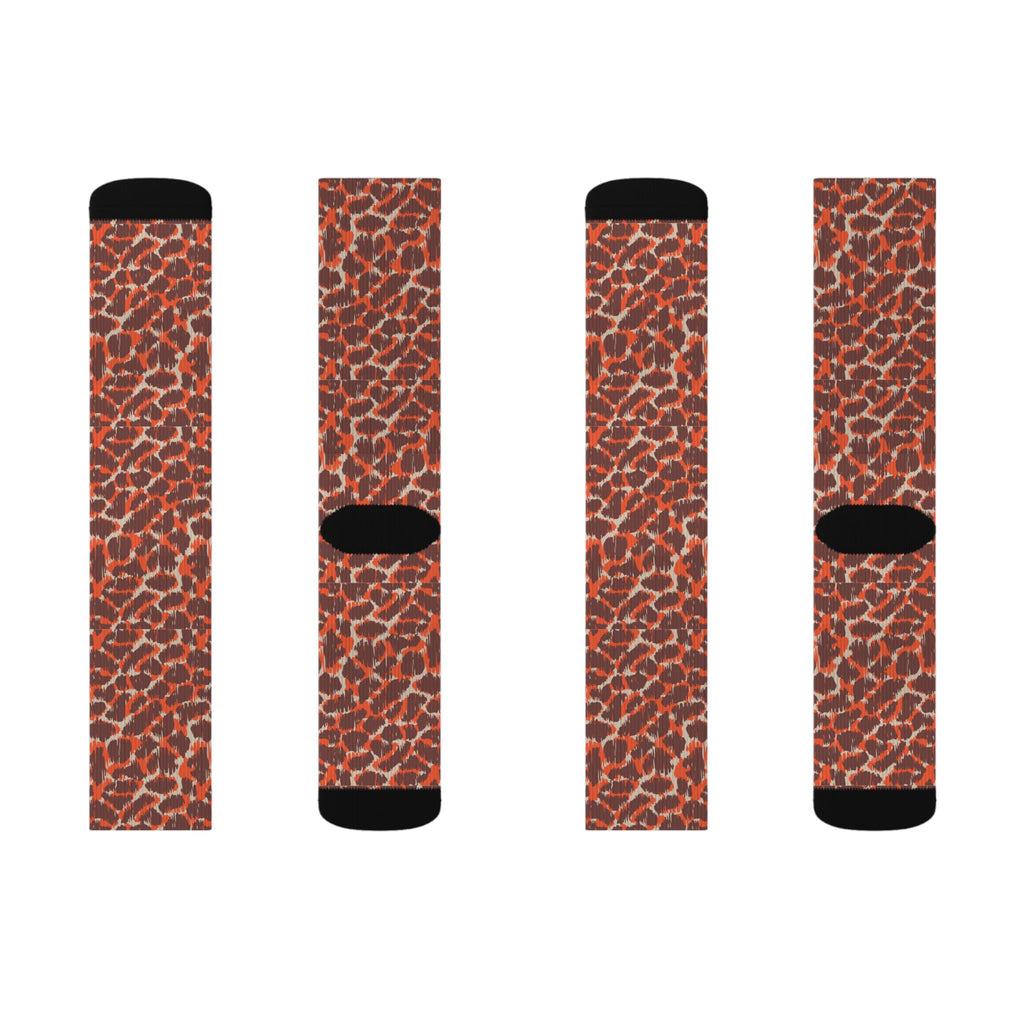 Leopard Print Socks — Bold Orange Cheetah Crew Socks