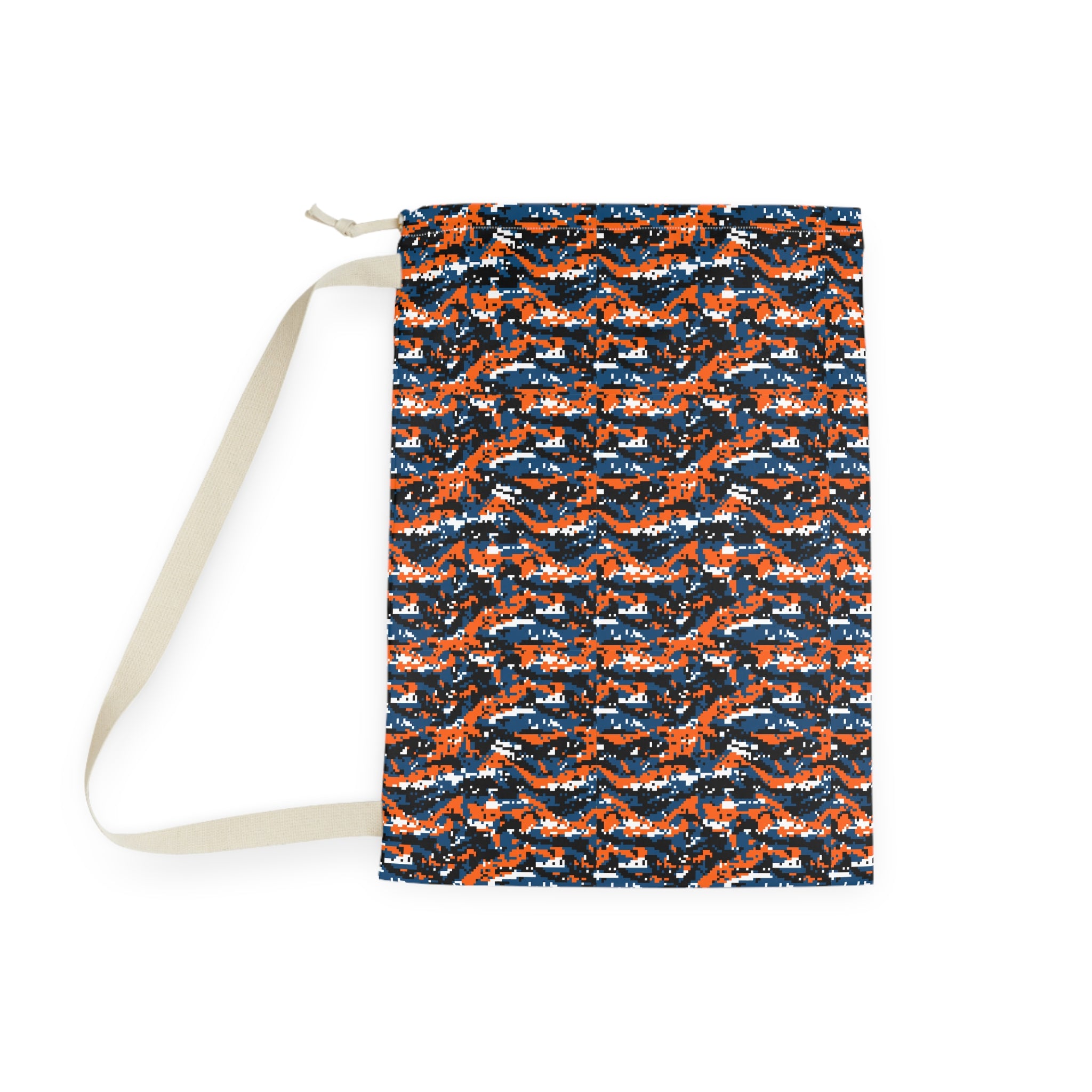 Camouflage Wave Laundry Bag — Orange & Navy Drawstring