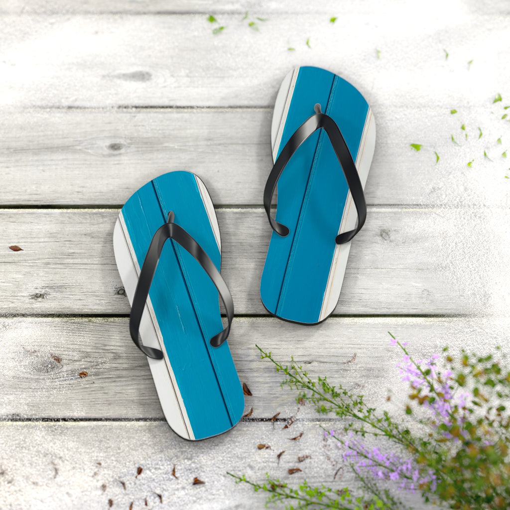 Light Blue Striped Beach Flip Flops – Casual Summer Sandals