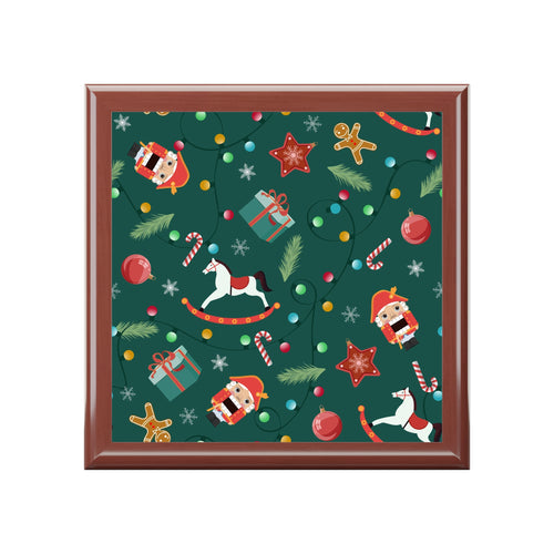 Christmas Jewelry Box – Festive Santa & Toy Pattern Keepsake Box