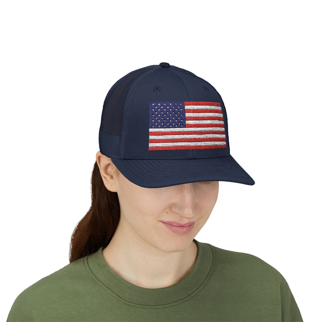 American Flag Trucker Cap — Sparkle Sequin USA Snapback