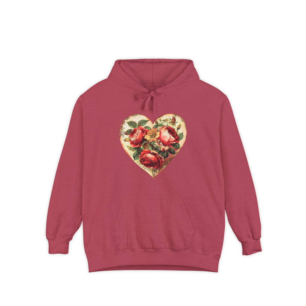 Vintage Rose Heart Hoodie | Floral Heart Sweatshirt