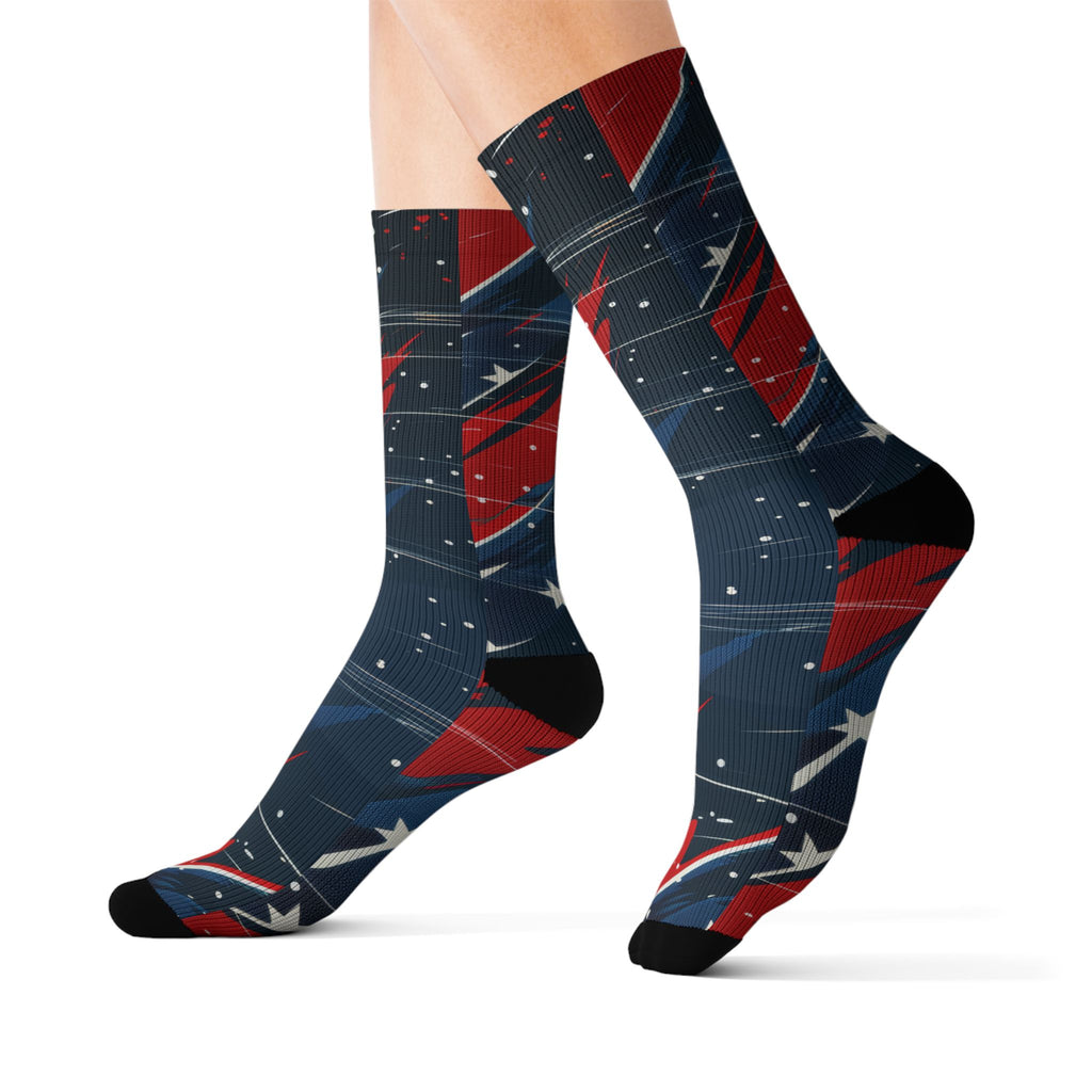 Patriotic Starburst Socks — Red White Blue Crew Socks