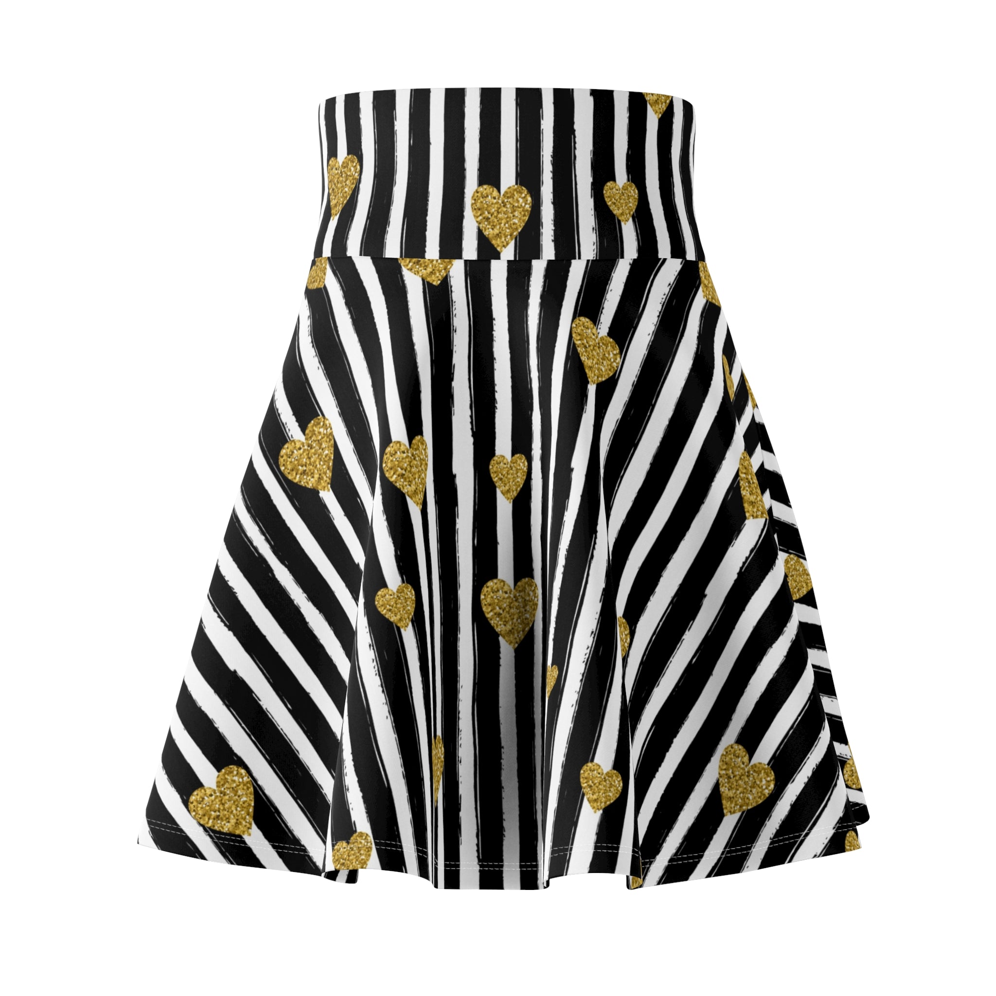 Zebra Print Gold Hearts Valentine's Skater Skirt | Date Night Fashion