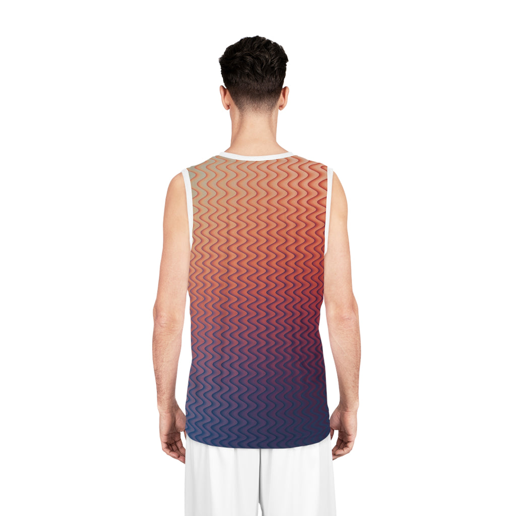 Wavy Gradient Basketball Jersey — Retro Sunset Ombre