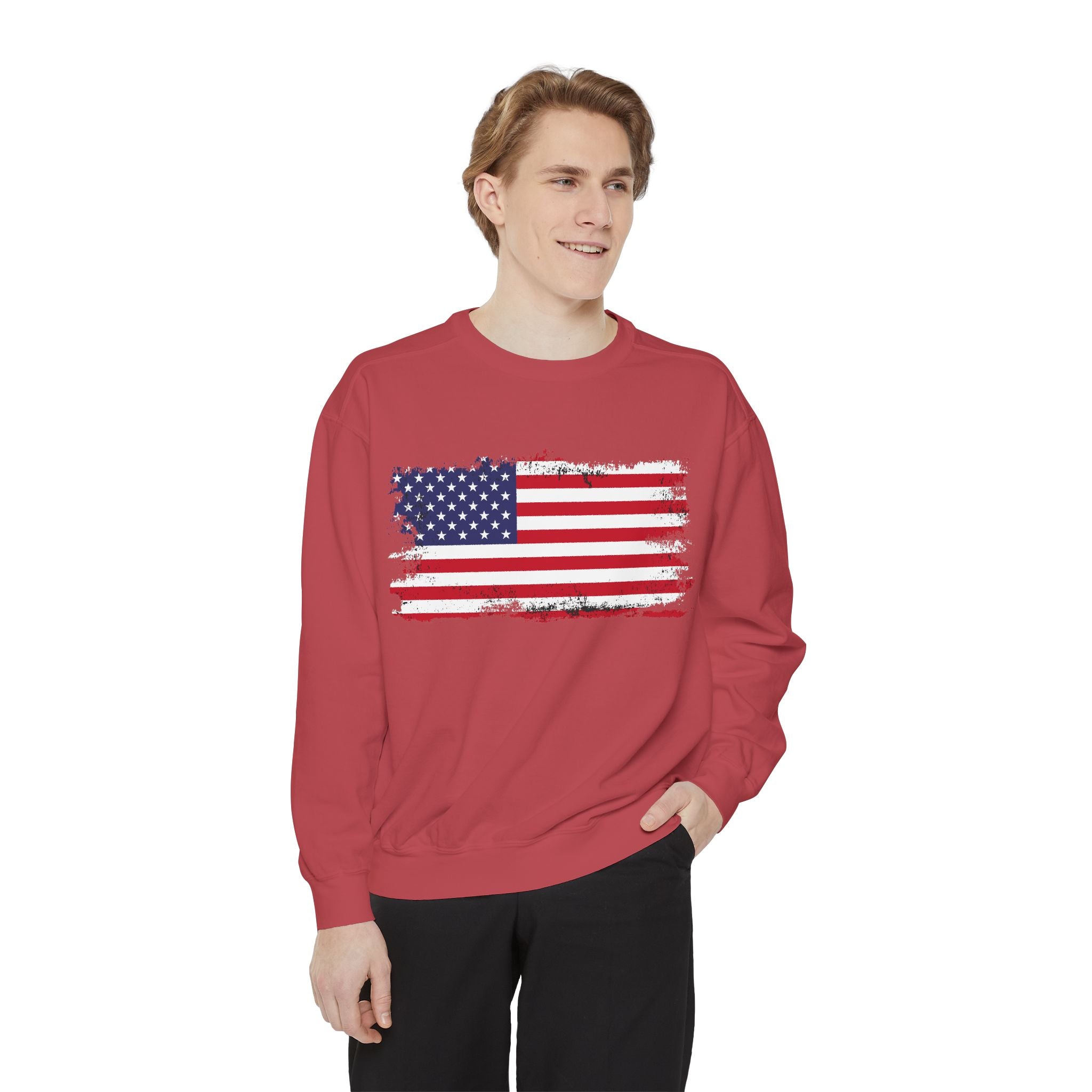 Distressed American Flag sweatshirt | Vintage USA Stars Stripes Crewneck