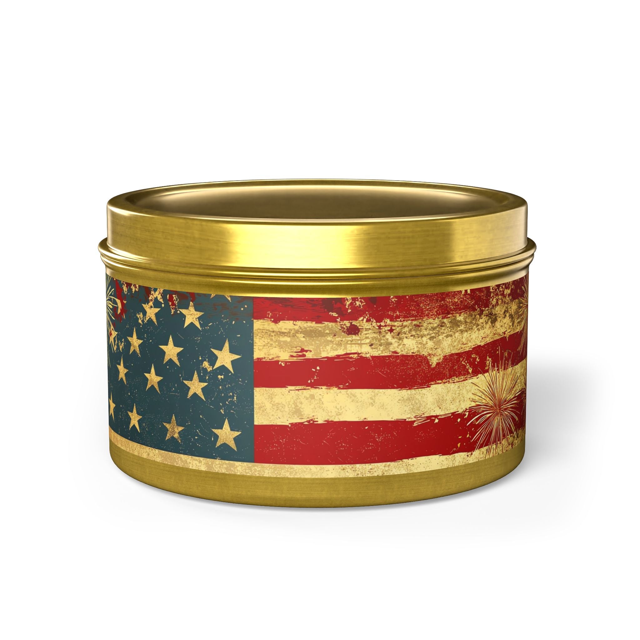 Vintage American Flag Tin Candle | Patriotic Fourth of July Stars & Stripes