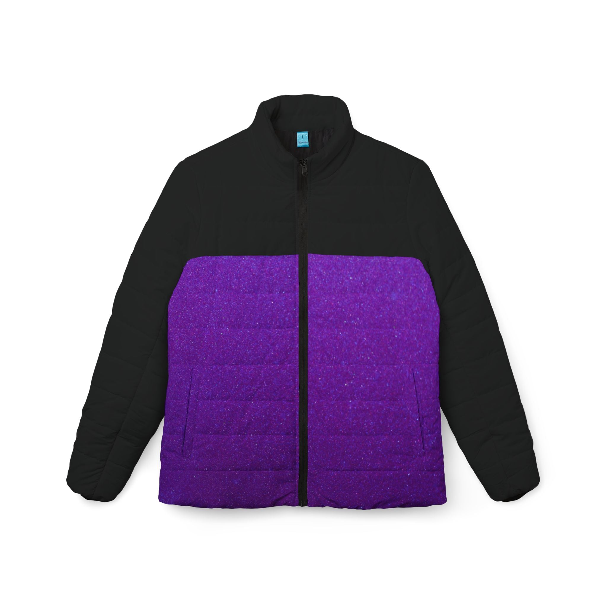 Purple Ombre Black Women’s Puffer Jacket — Cozy Quilted Winter Coat