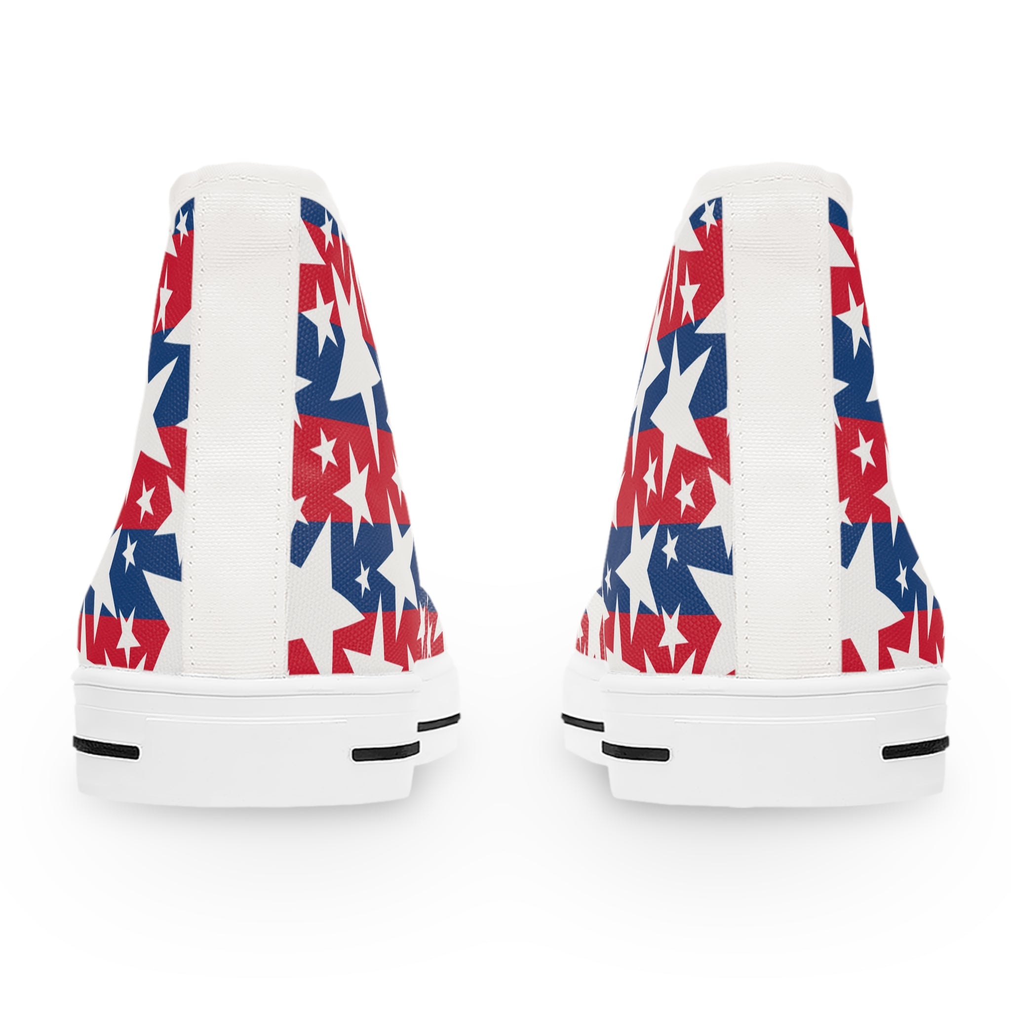 Women's High Top Sneakers — Red, White & Blue Star Pattern (Patriotic Fourth of July Shoes)
