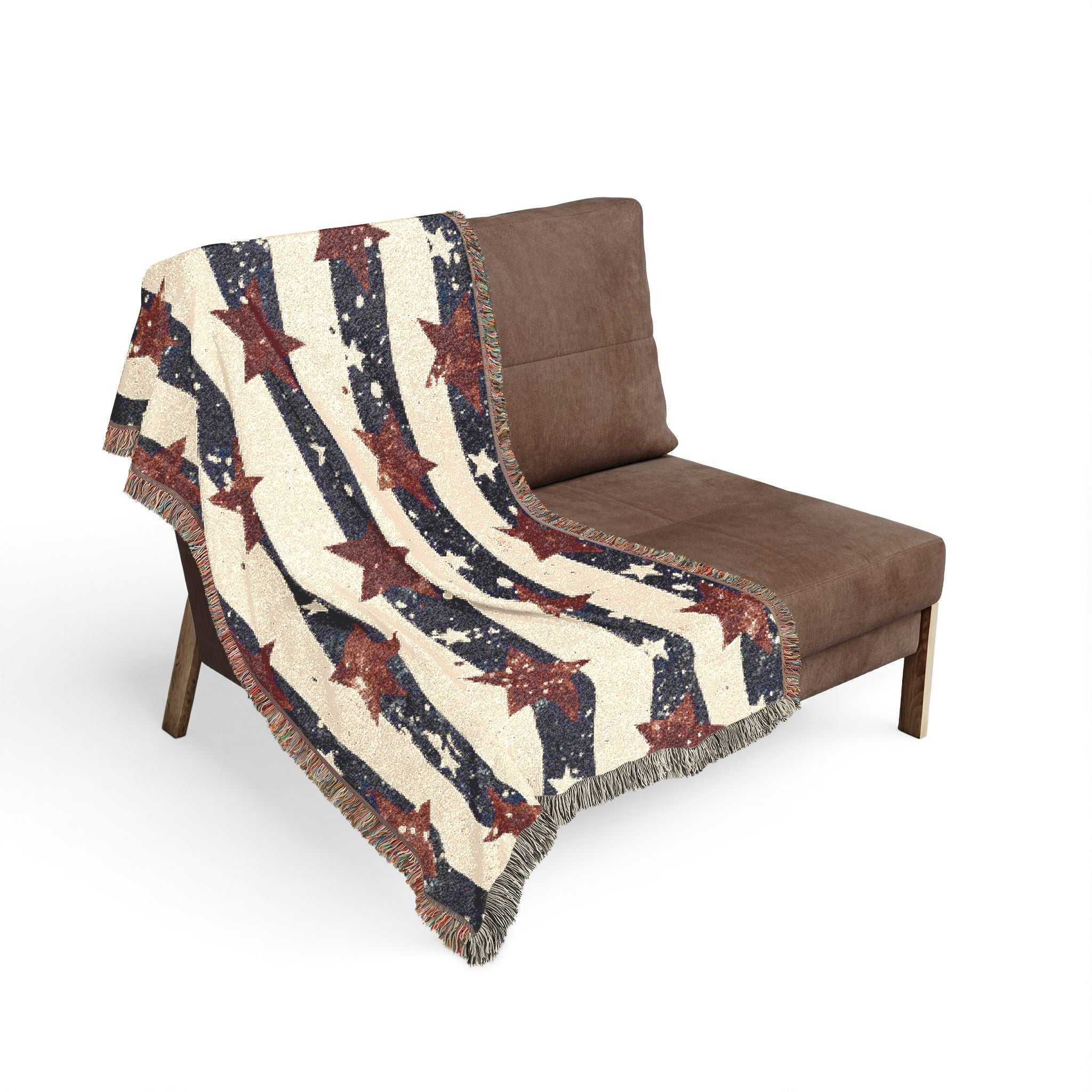Patriotic Stars Woven Blanket — Americana Striped Throw for 4th of July & Home Decor