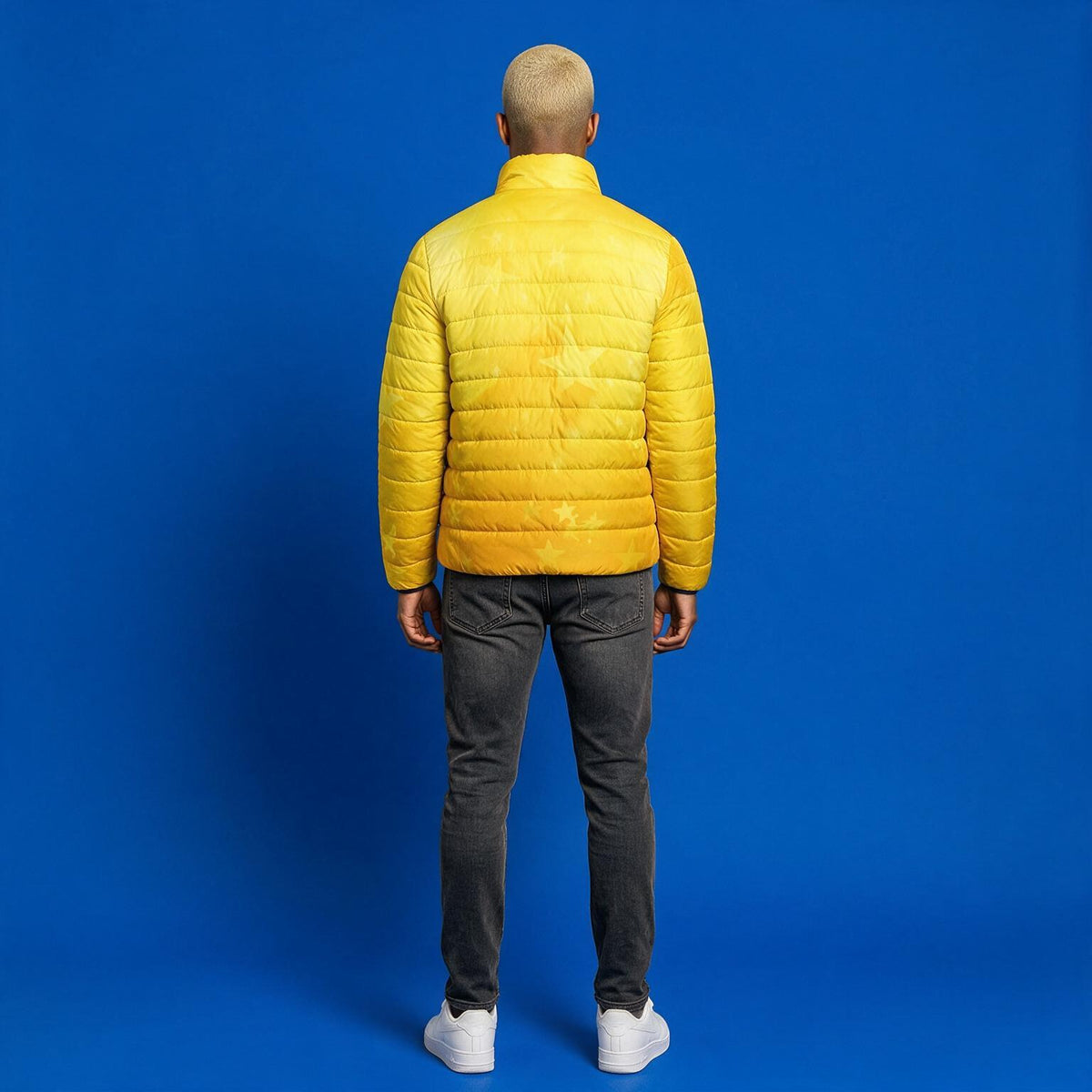 Yellow Sun Star Puffer Jacket — Men's Lightweight Quilted Coat