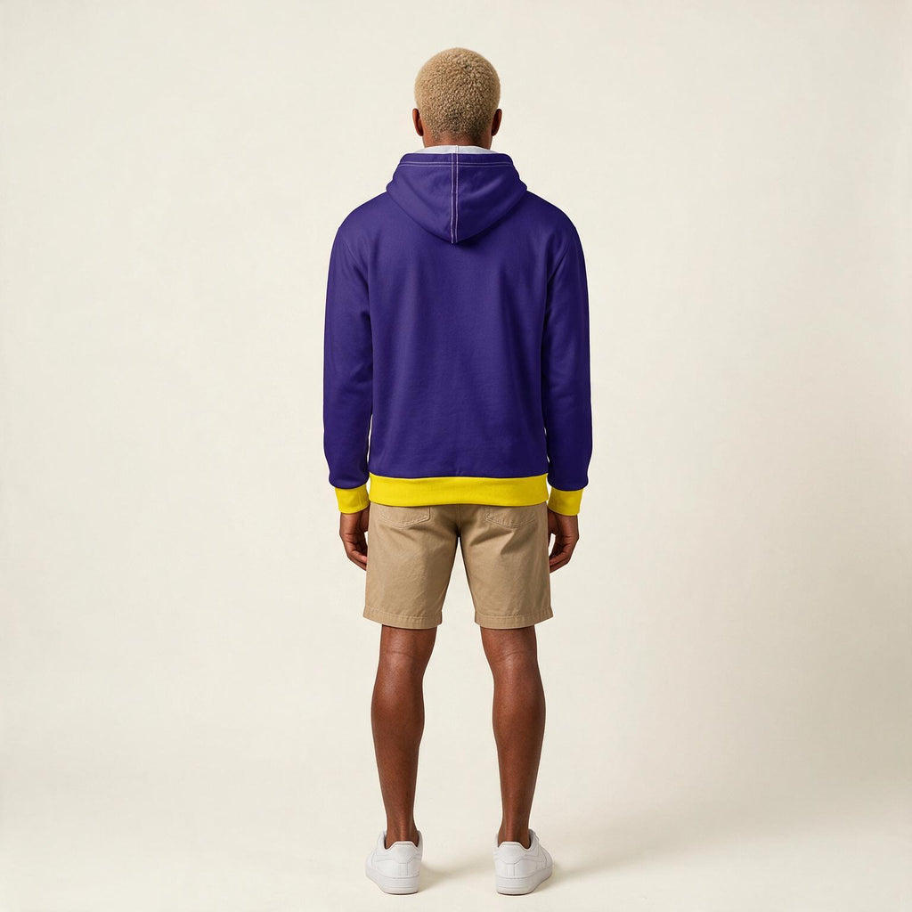 Purple & Gold Contrast Cuffed Hoodie