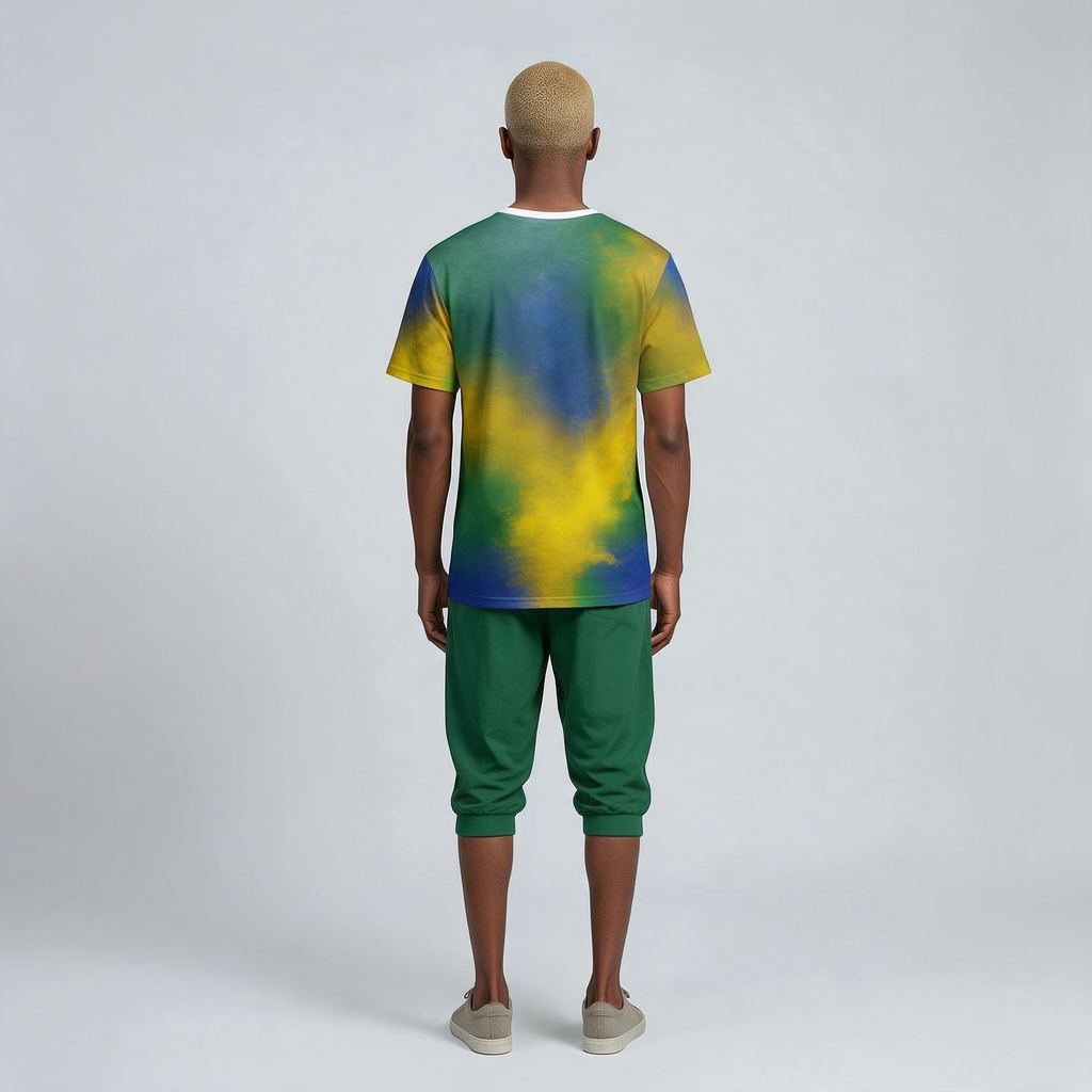 Brazil Flag Fade Men’s Sports Jersey – Green & Yellow Soccer Tee
