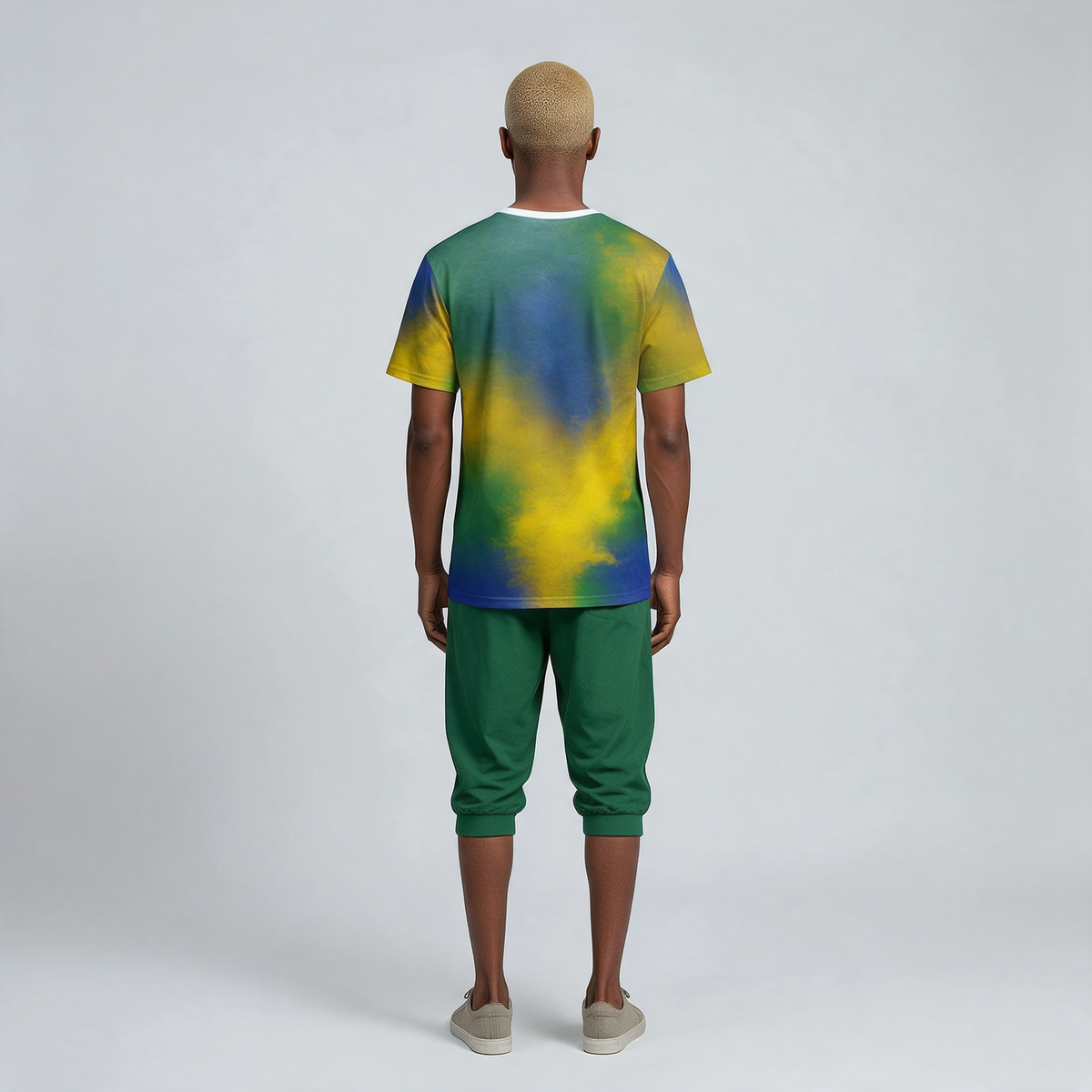 Brazil Flag Fade Men’s Sports Jersey – Green & Yellow Soccer Tee