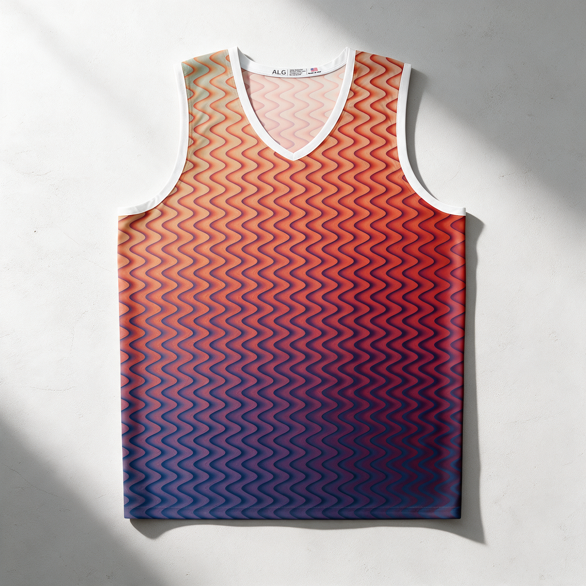 Wavy Gradient Basketball Jersey — Retro Sunset Ombre