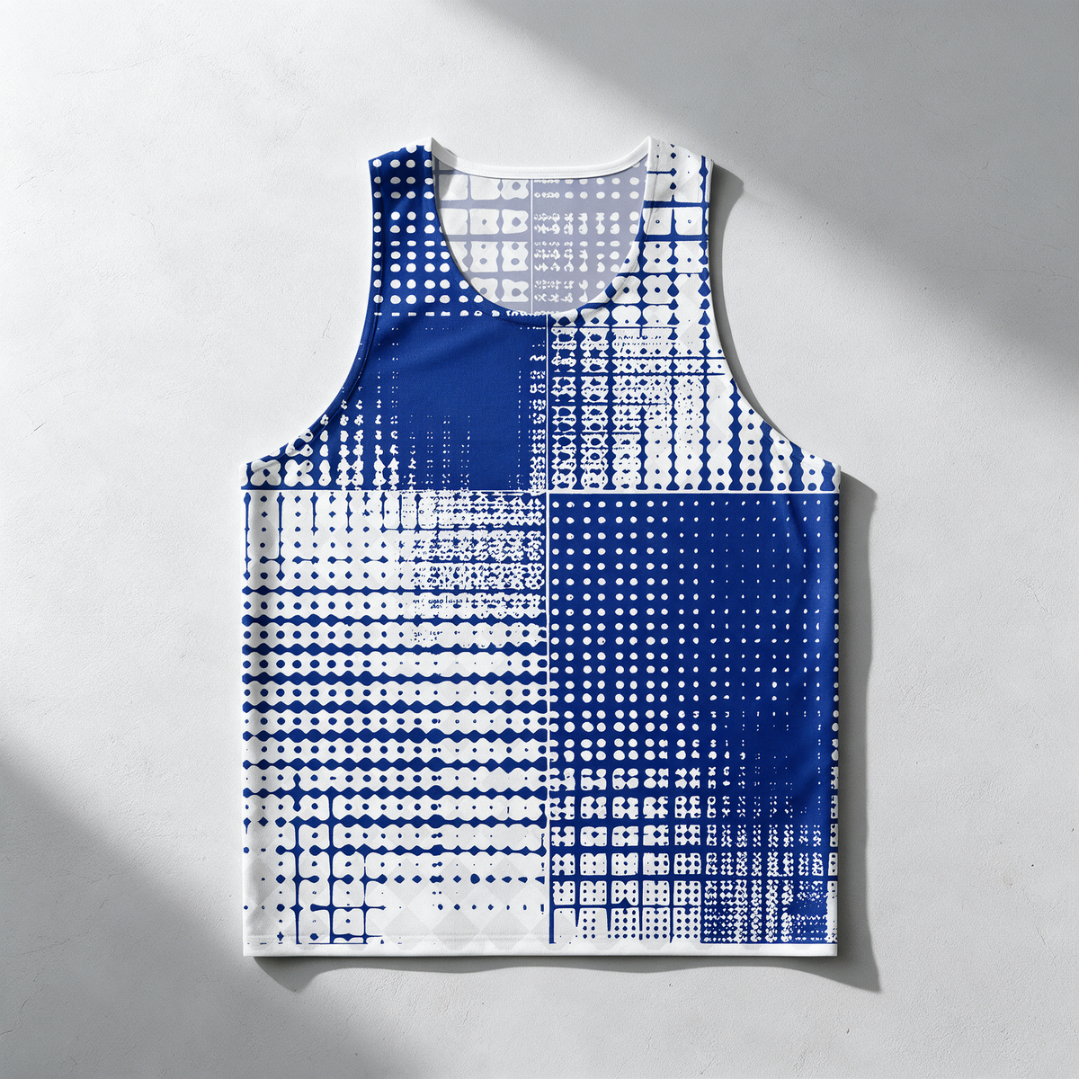Gridwave Blue Abstract Tank Top — All-Over Print Graphic Tank