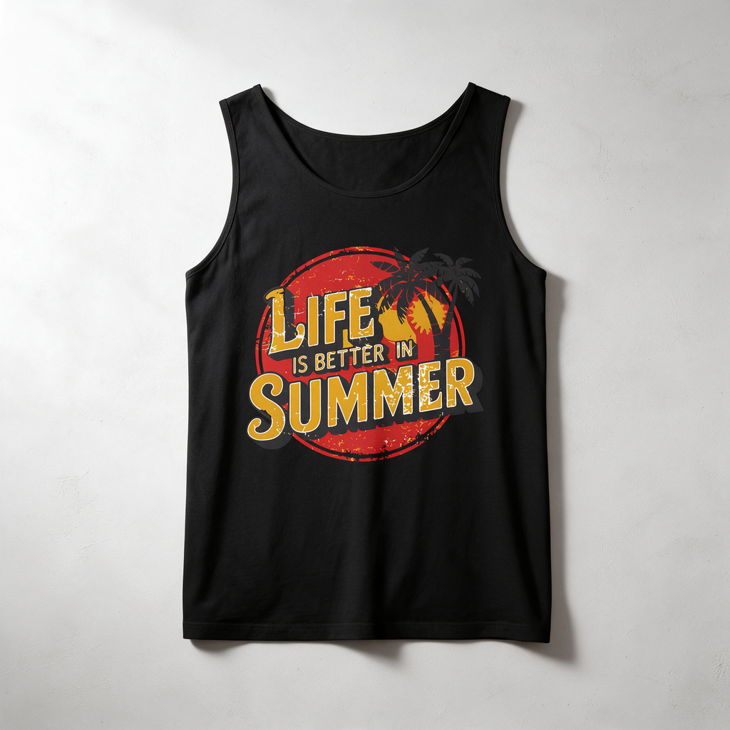 Life Is Better in Summer Tank Top | Retro Palm Sunset Tee