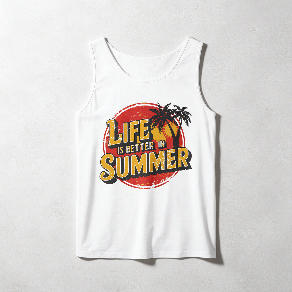 Life Is Better in Summer Tank Top | Retro Palm Sunset Tee