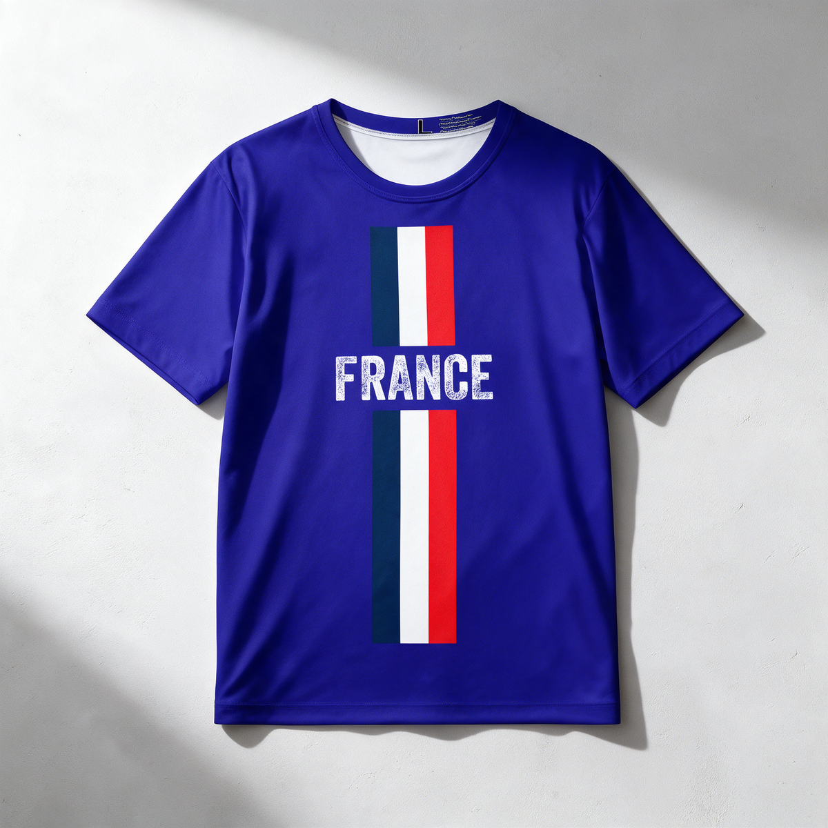 France Flag Sports Jersey — Men's Athletic Tee with Vertical Tricolor Stripe