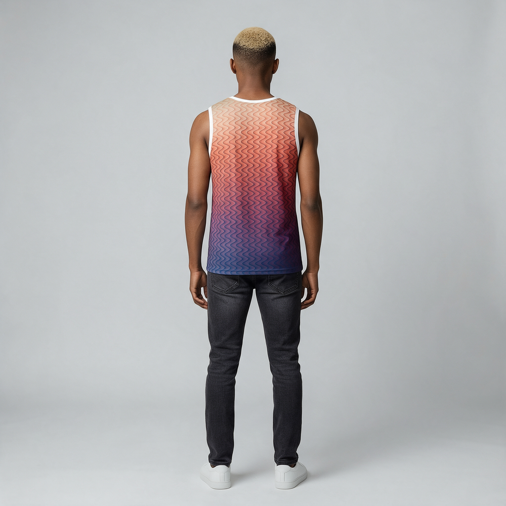 Wavy Gradient Basketball Jersey — Retro Sunset Ombre
