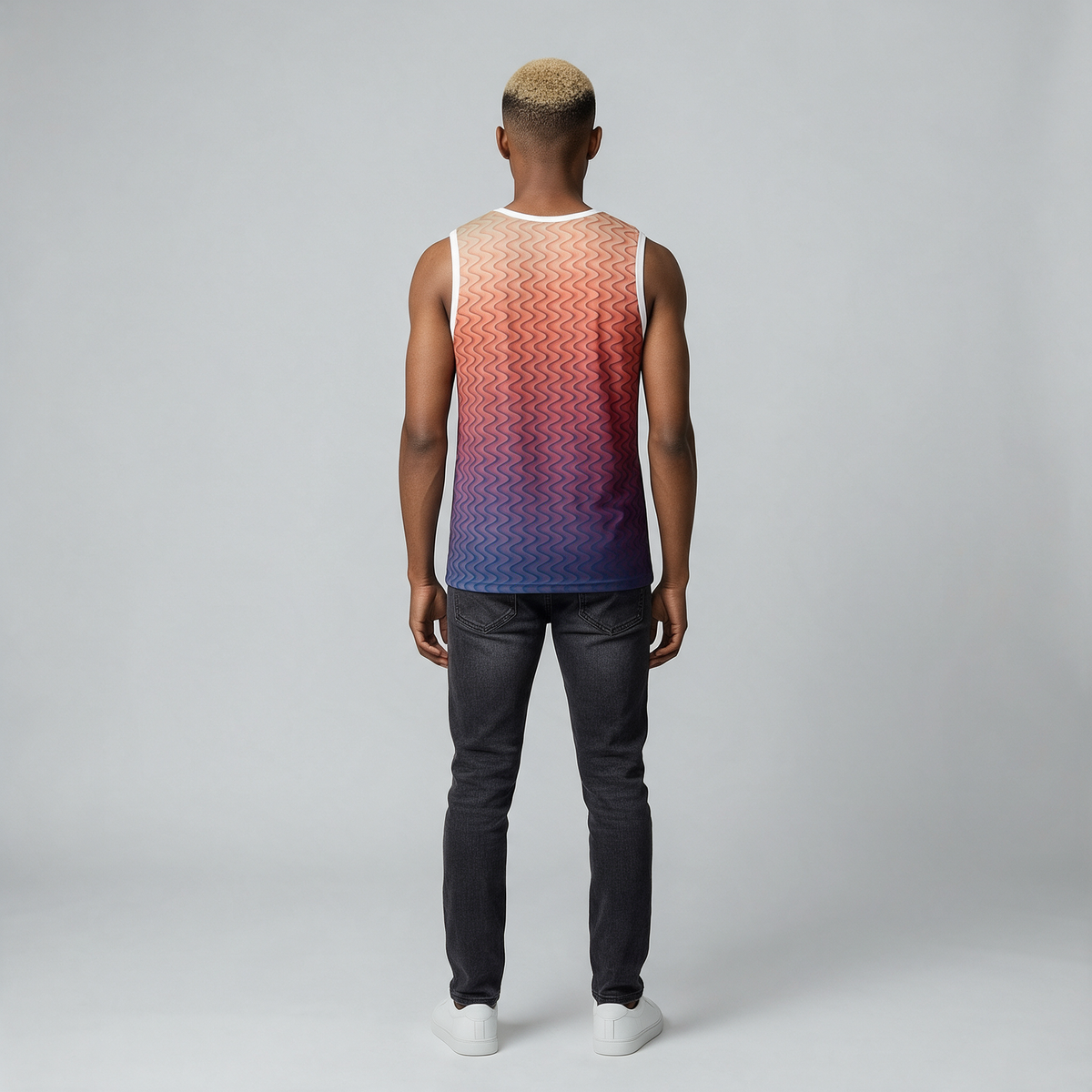 Wavy Gradient Basketball Jersey — Retro Sunset Ombre