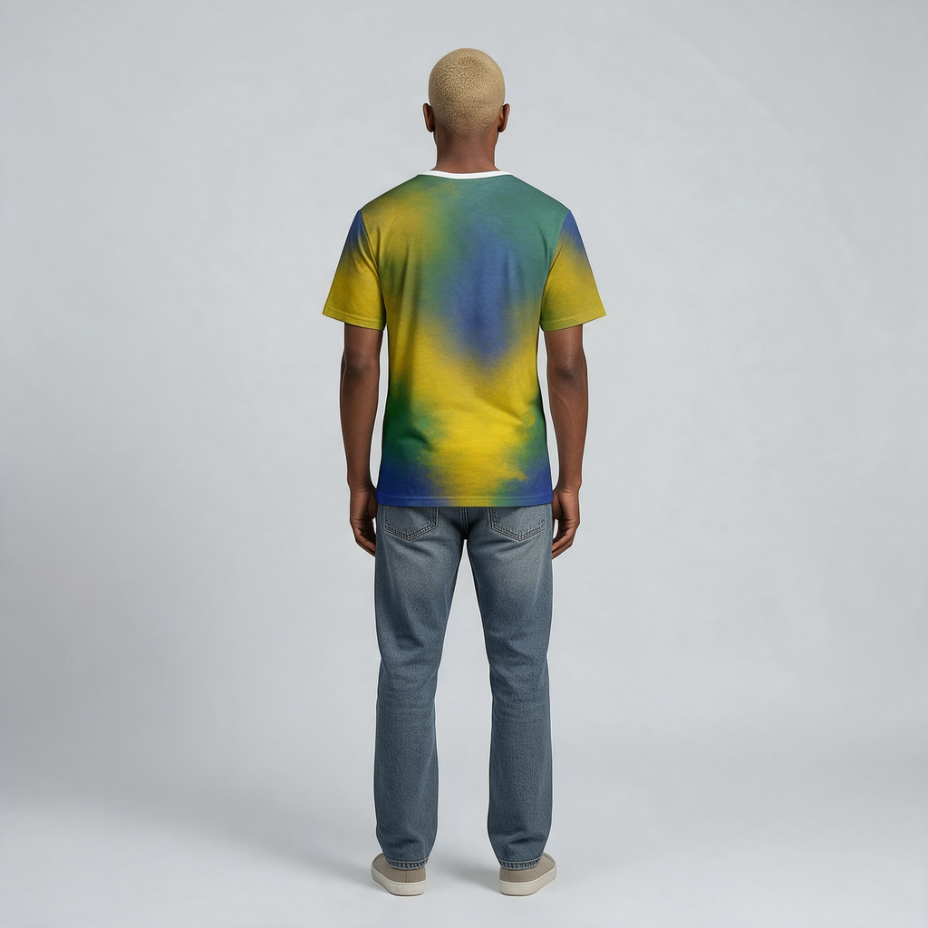 Brazil Flag Fade Men’s Sports Jersey – Green & Yellow Soccer Tee