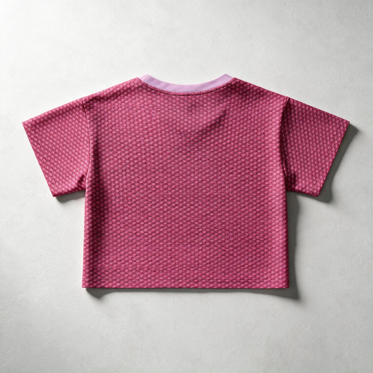 Pink Knit Texture Crop Tee — Women's Casual Summer Top