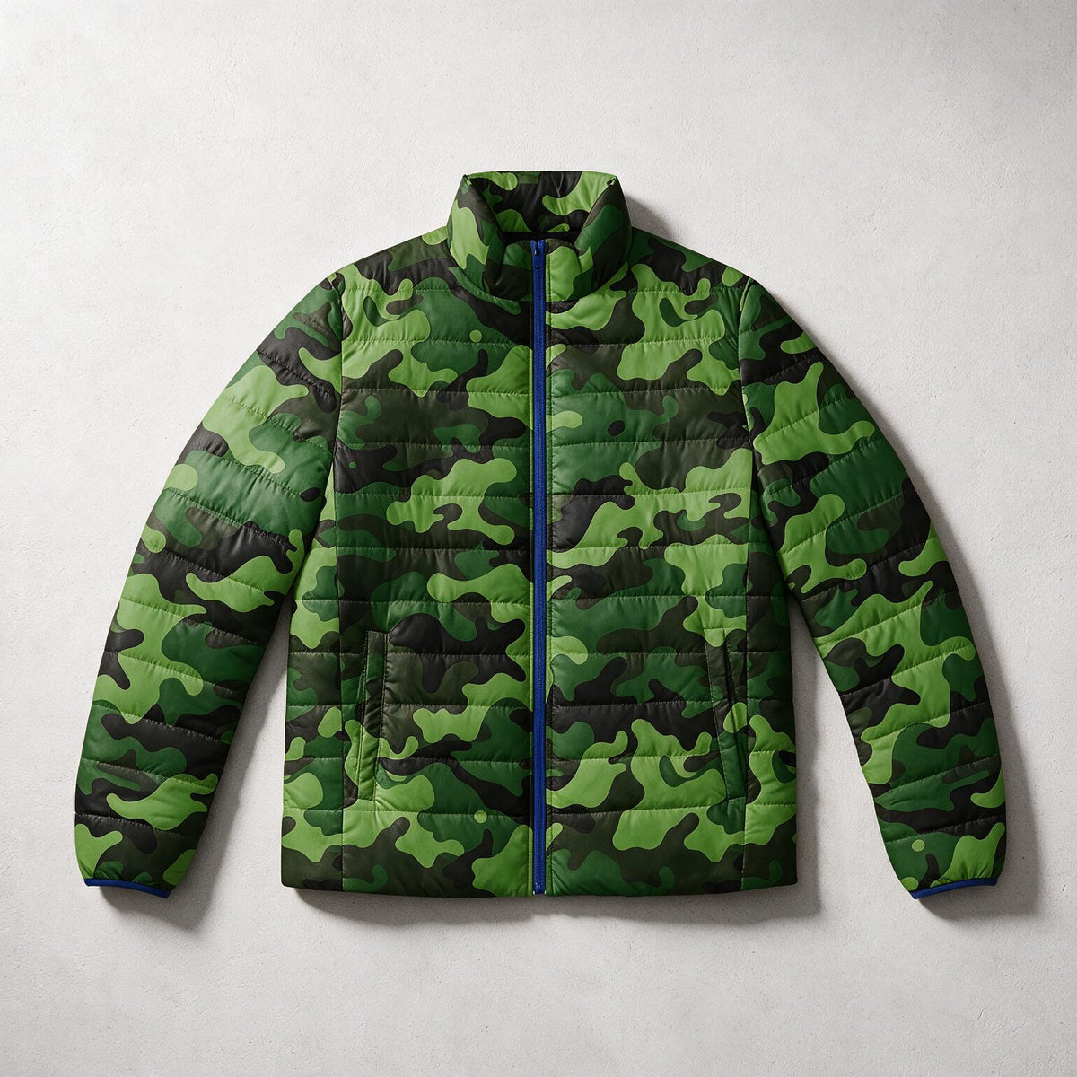 Green Camo Pattern Puffer Jacket | Camouflage Outerwear