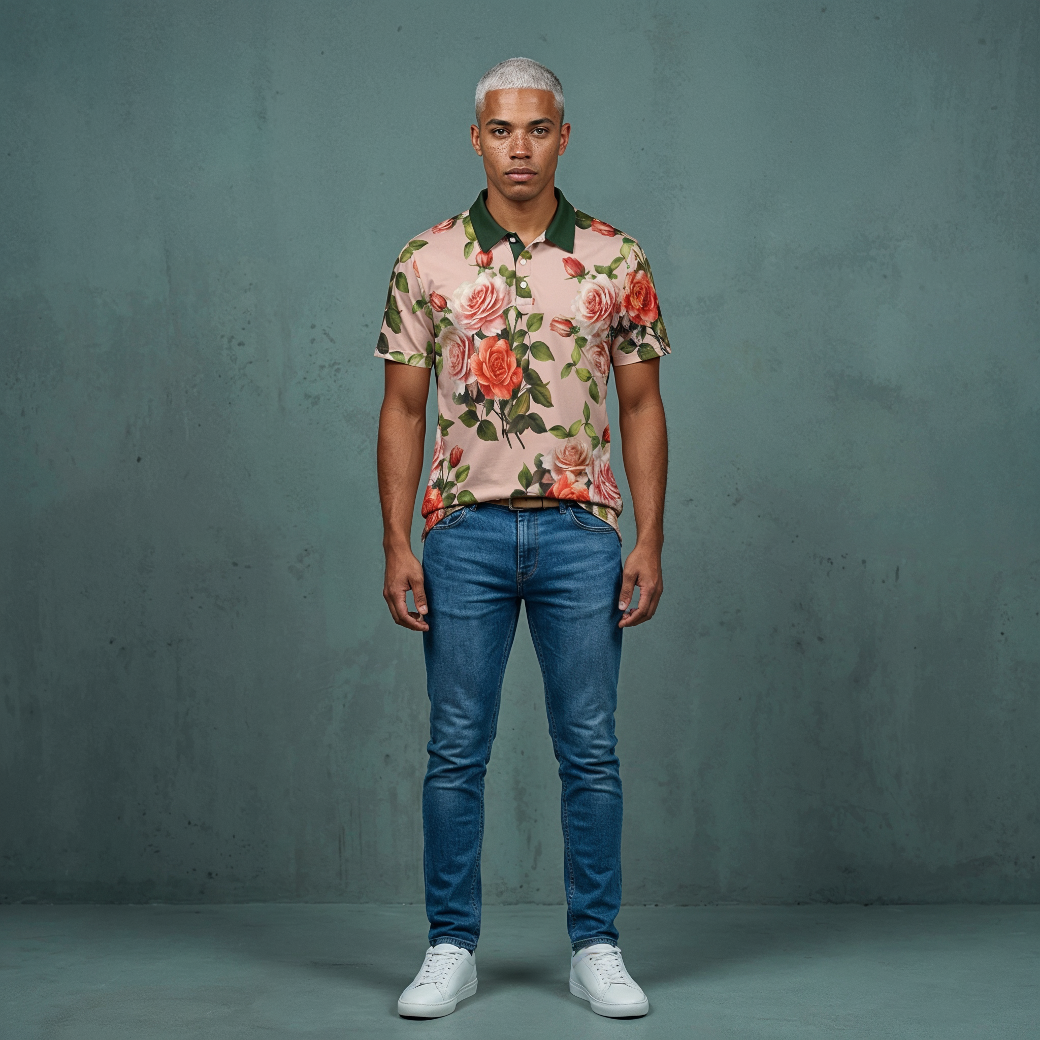 Floral Vintage Rose Polo Shirt