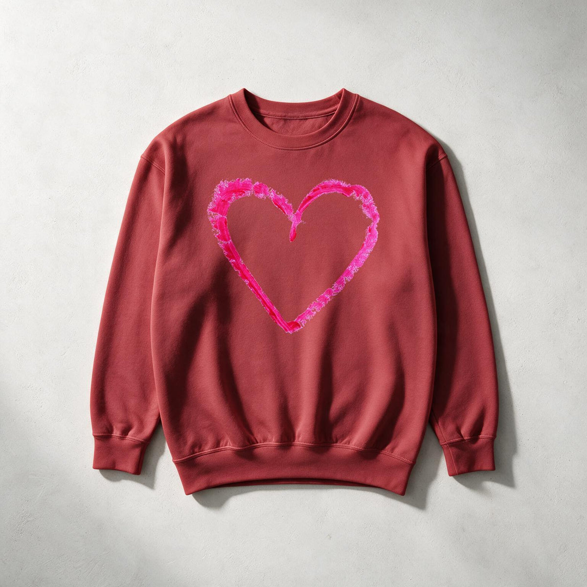 Valentine's Pink Brushstroke Heart Sweatshirt, Heart Graphic Crewneck