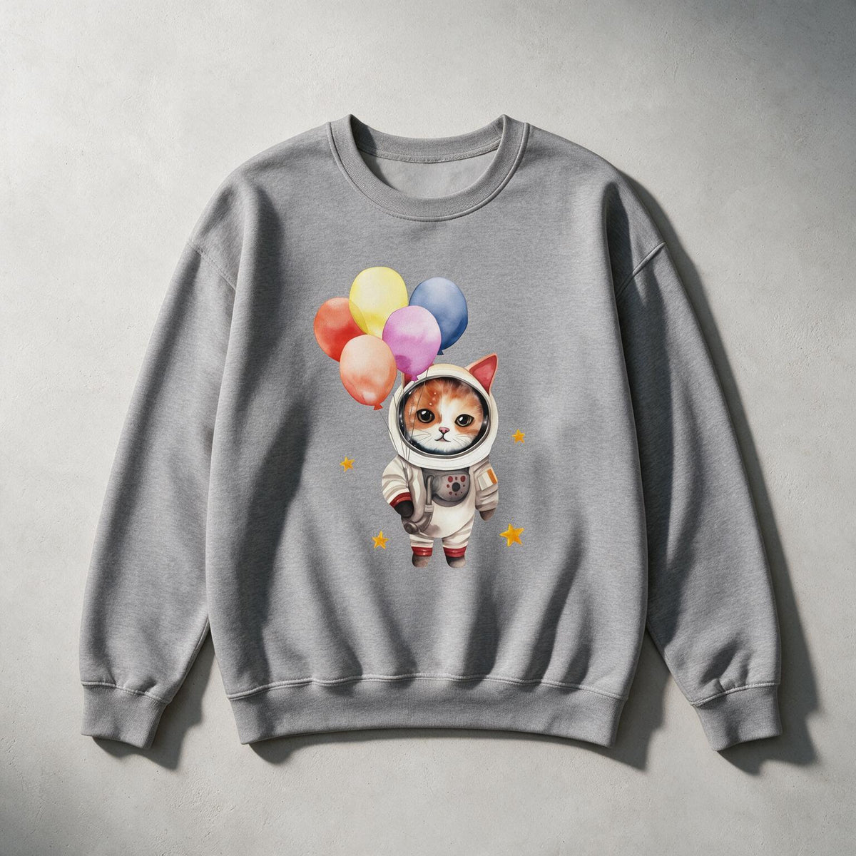 Astronaut Cat with Balloons Sweatshirt