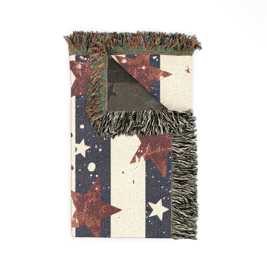 Patriotic Stars Woven Blanket — Americana Striped Throw for 4th of July & Home Decor