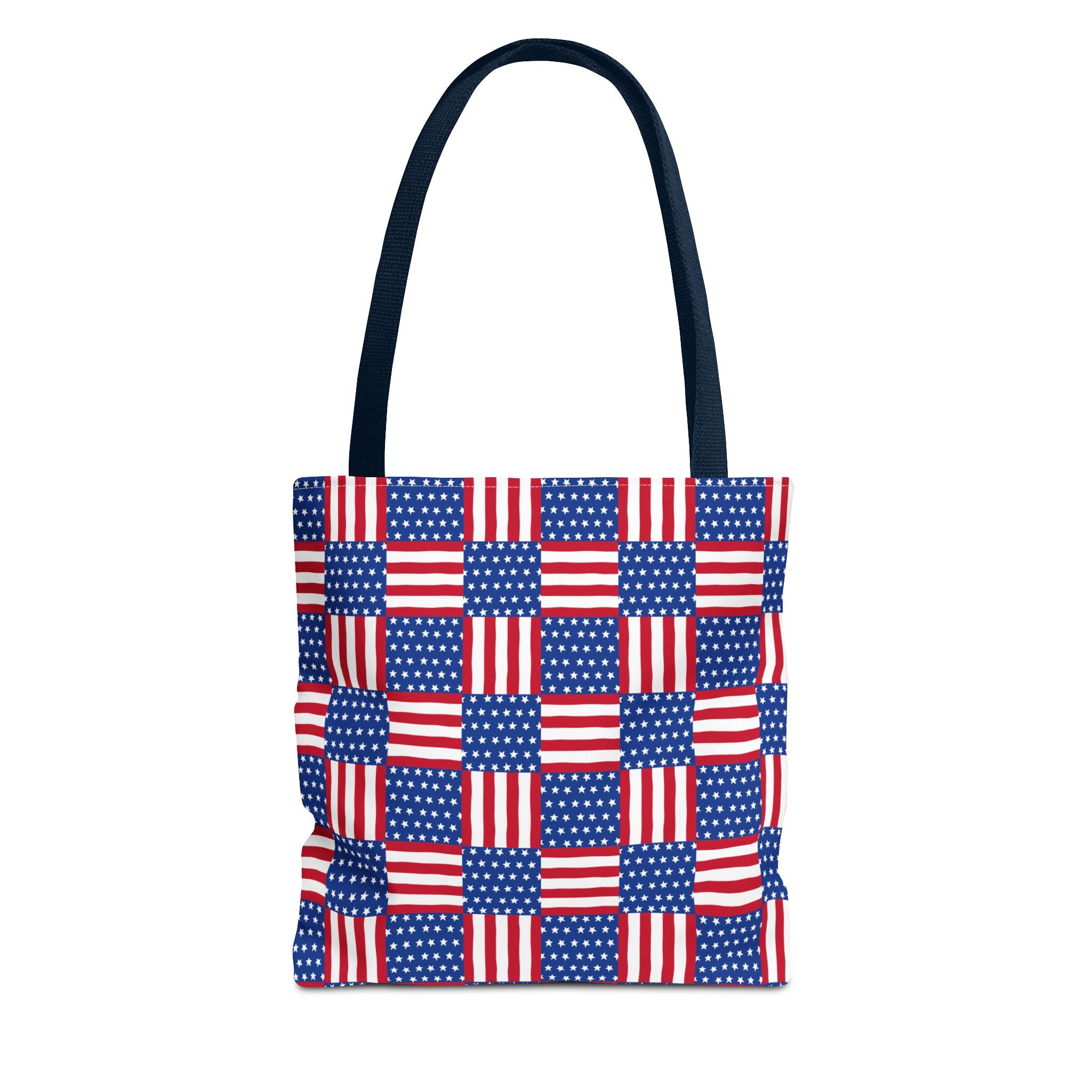 American Flag Patchwork Tote Bag | Patriotic Stars Stripes AOP