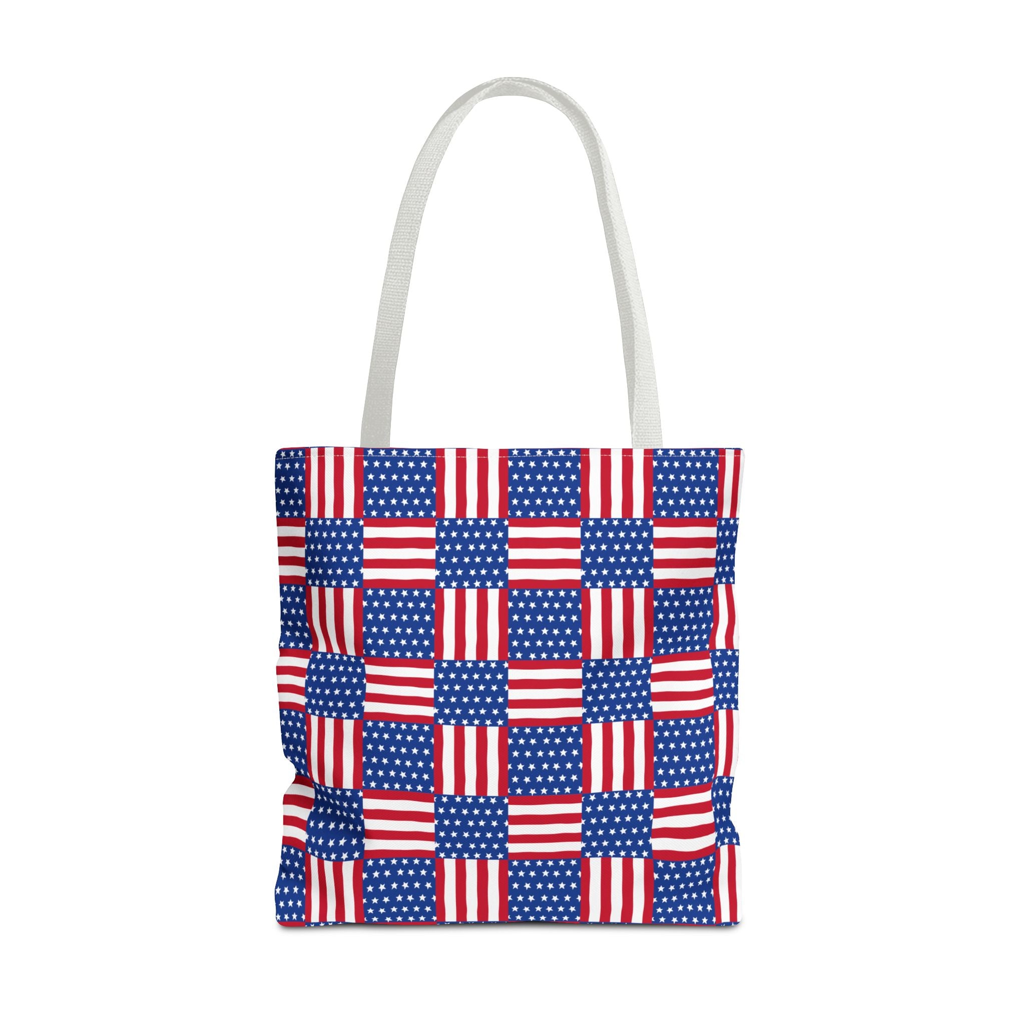 American Flag Patchwork Tote Bag | Patriotic Stars Stripes AOP