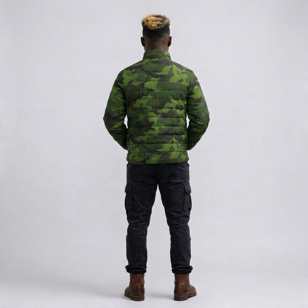 Green Camo Pattern Puffer Jacket | Camouflage Outerwear