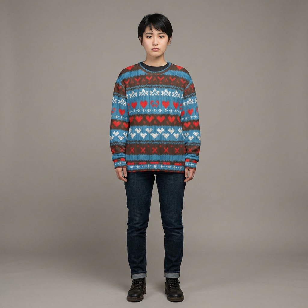 Retro Heart Pattern Sweatshirt — Nostalgic Valentine’s Day Design