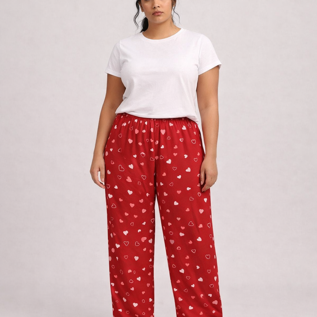 Scattered Hearts Red Pajama Pants | Valentine's Pattern Sleepwear