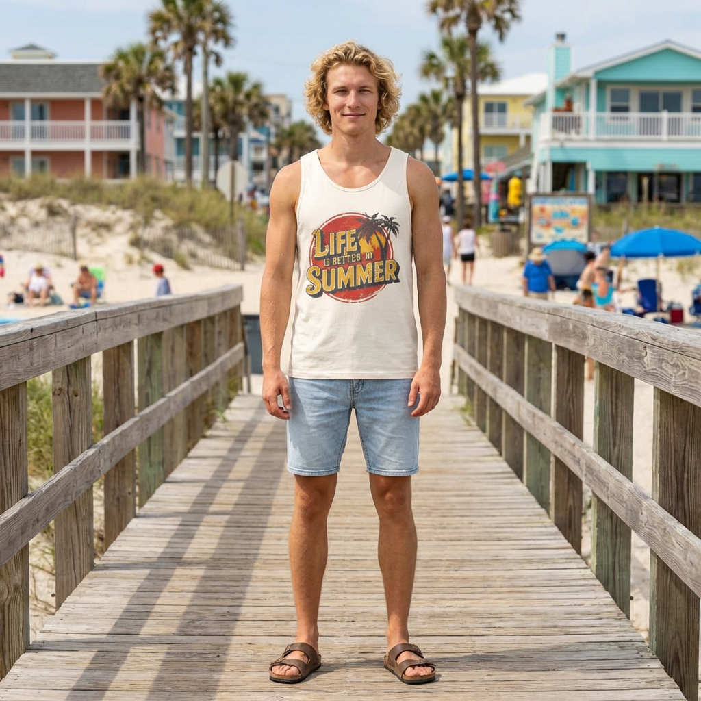 Life Is Better in Summer Tank Top | Retro Palm Sunset Tee