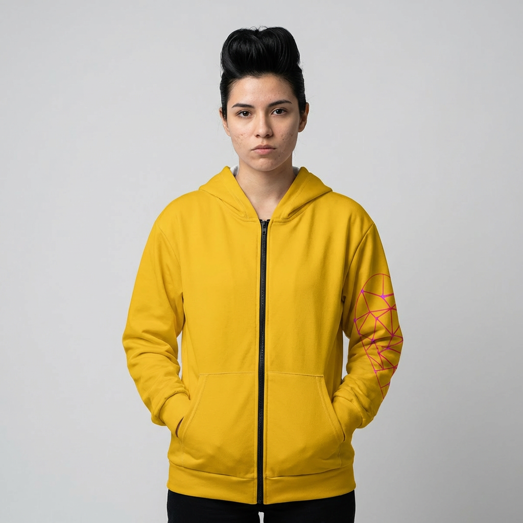 Gold Heart Sleeve Zip Hoodie — Lightweight All-Over Print