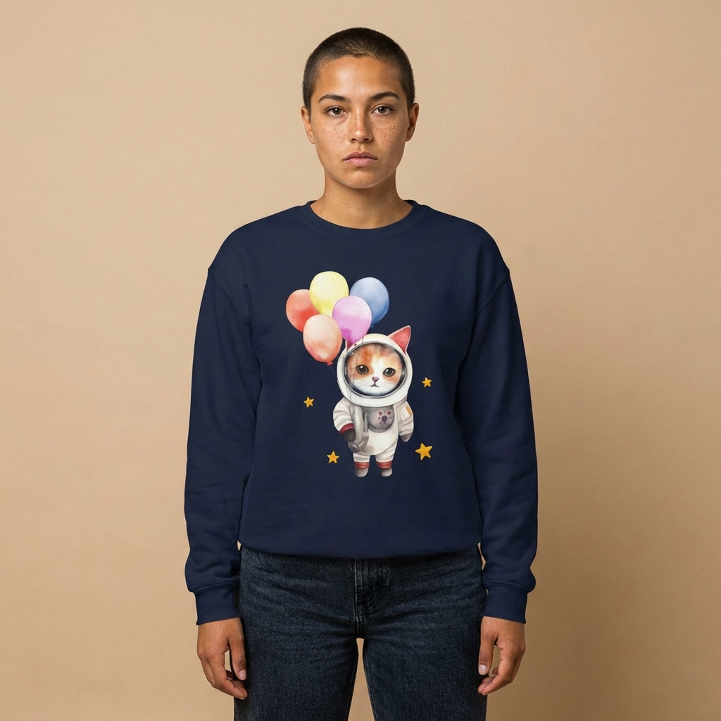 Astronaut Cat with Balloons Sweatshirt