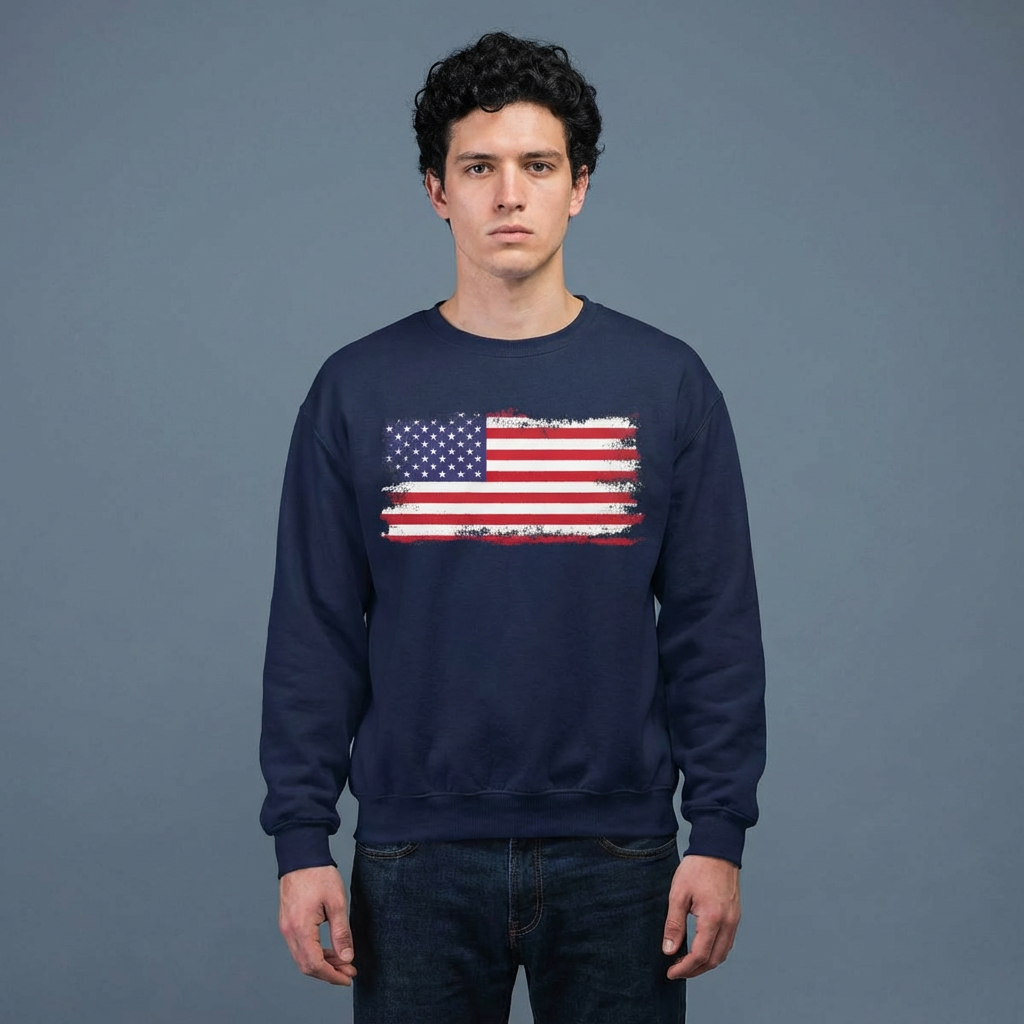 Distressed American Flag sweatshirt | Vintage USA Stars Stripes Crewneck