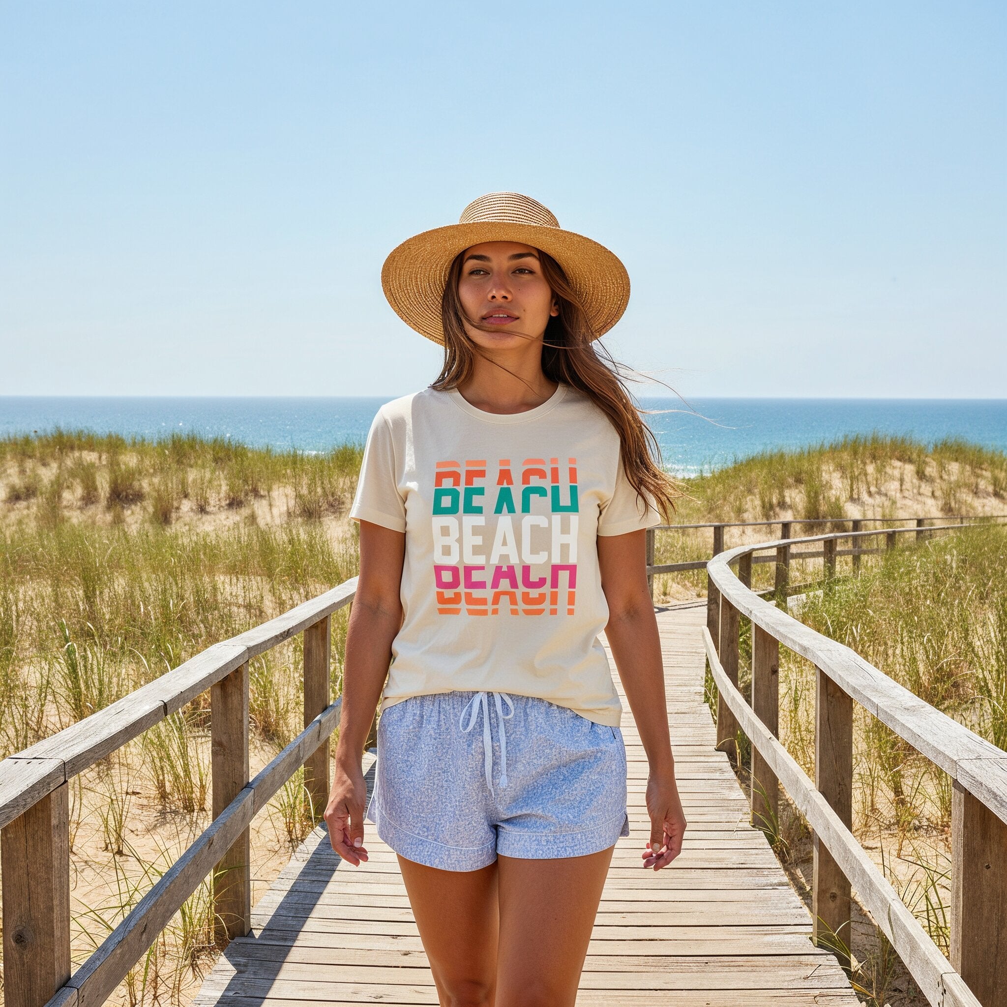 Retro Vintage Beach Tee | Beach Text Graphic T-Shirt
