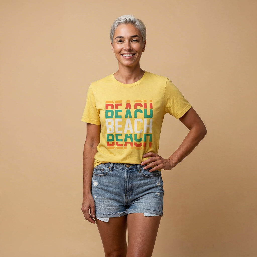 Retro Vintage Beach Tee | Beach Text Graphic T-Shirt
