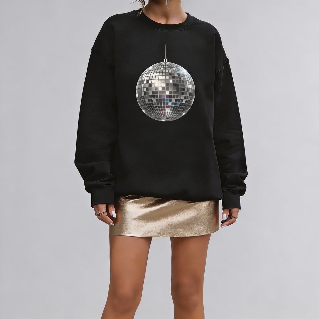 New Year Celebration Disco Mirror Ball Sweatshirt | Retro Dance Party Graphic