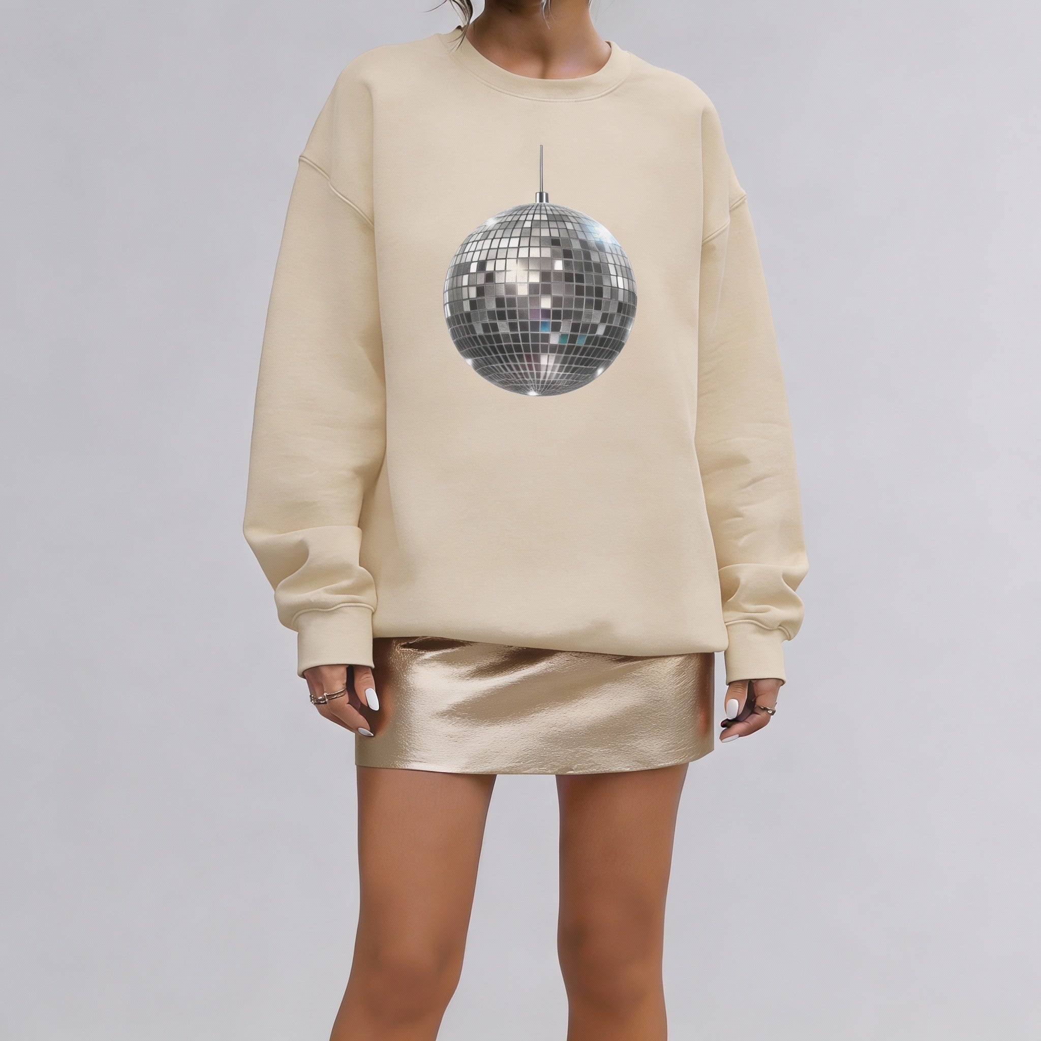New Year Celebration Disco Mirror Ball Sweatshirt | Retro Dance Party Graphic