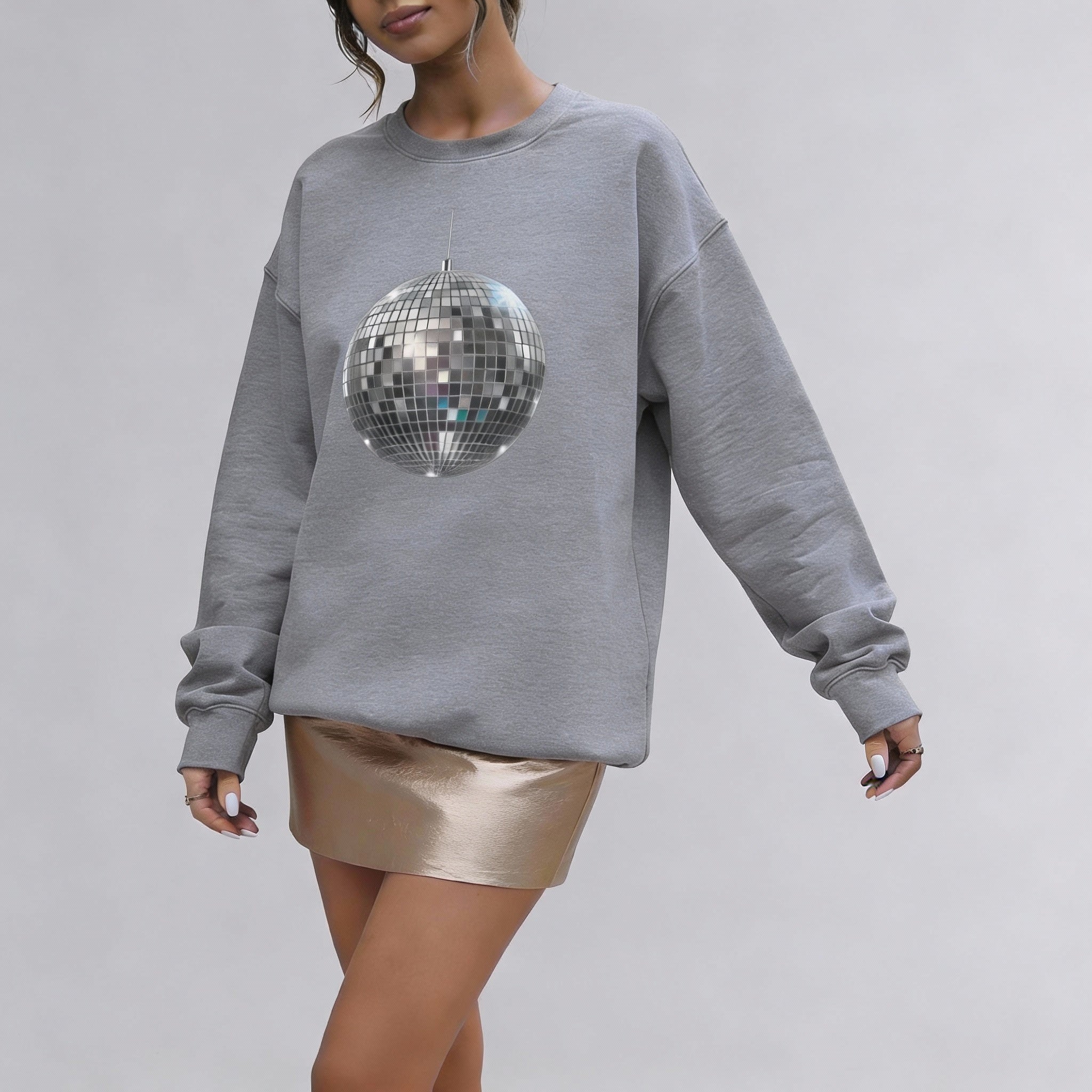 New Year Celebration Disco Mirror Ball Sweatshirt | Retro Dance Party Graphic