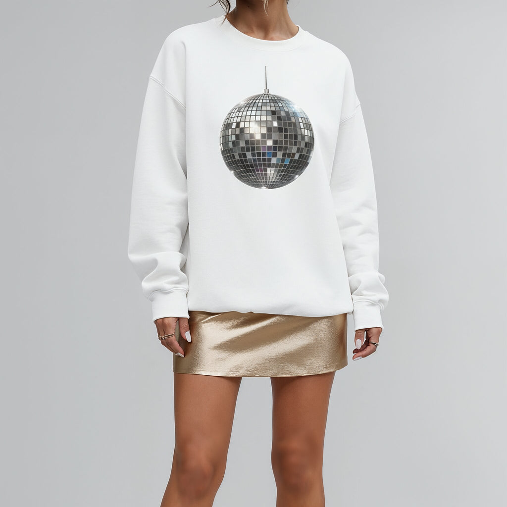 New Year Celebration Disco Mirror Ball Sweatshirt | Retro Dance Party Graphic
